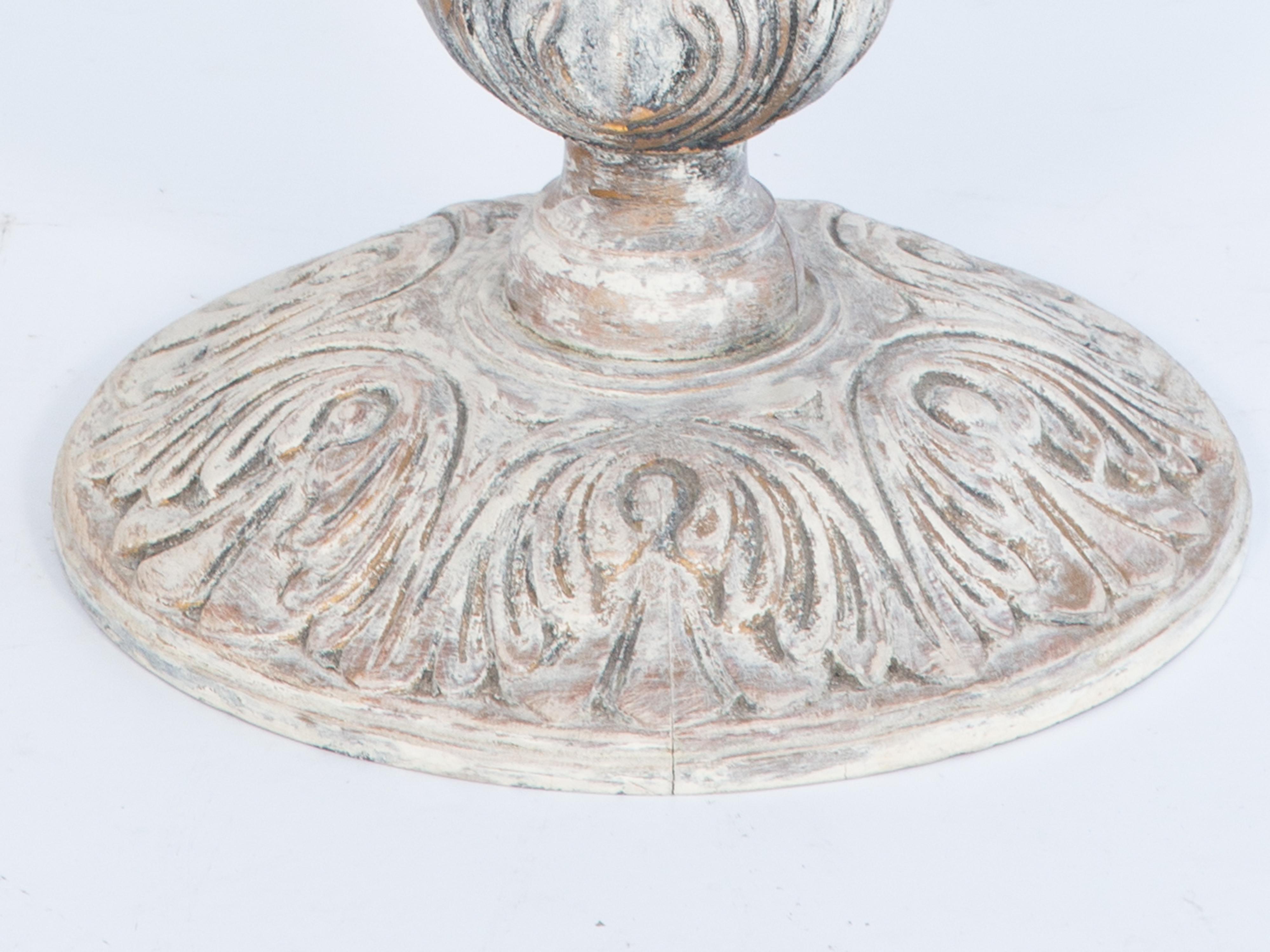 20th Century Elaborately Carved Pedestal Occasional Table with Octagonal Mirrored Top For Sale