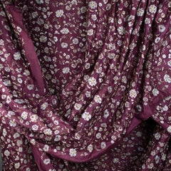 Elaborately Embroidered, Garnet Raw Silk, Indian Handricraft, Bejewelled Flowers