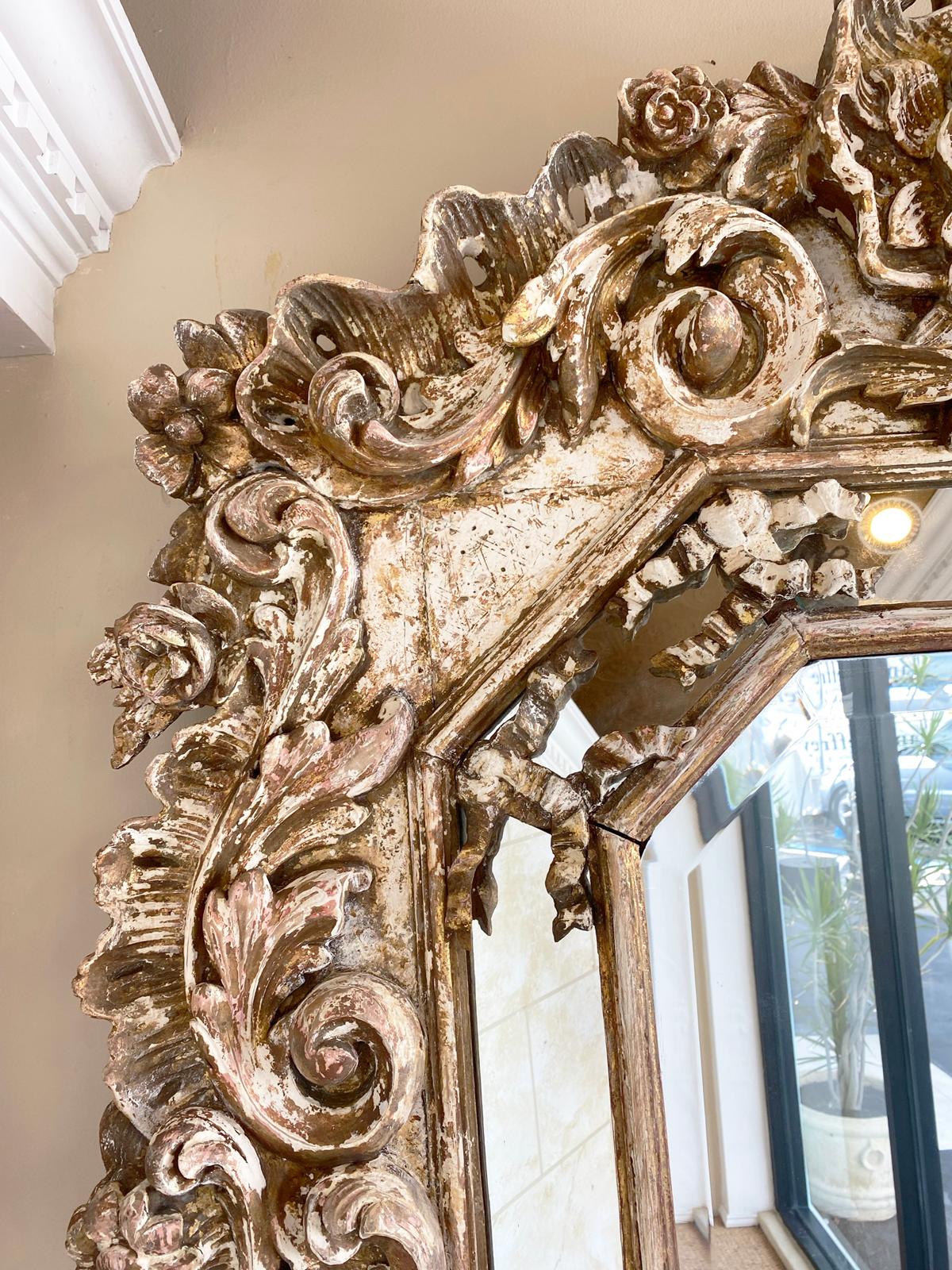 Elaborately Hand-Carved 18th Century Rococo Wall Mirror For Sale 2