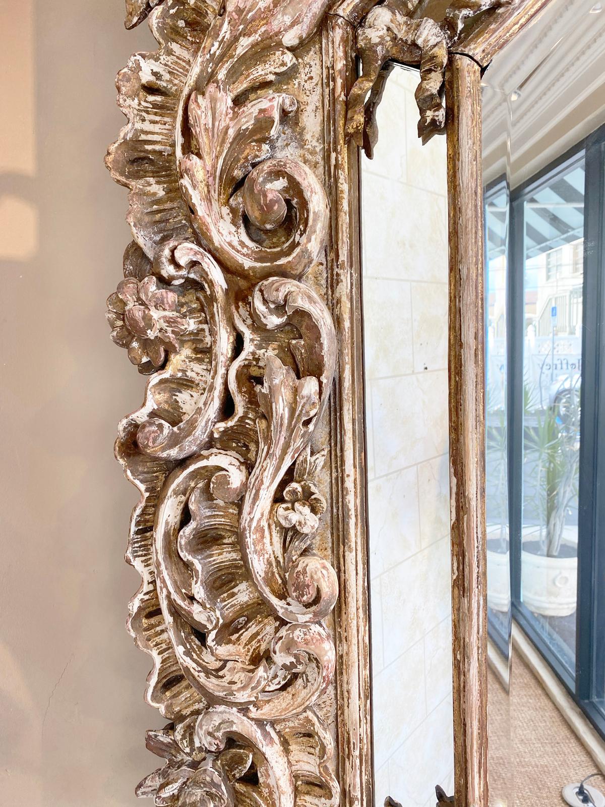 Elaborately Hand-Carved 18th Century Rococo Wall Mirror For Sale 3