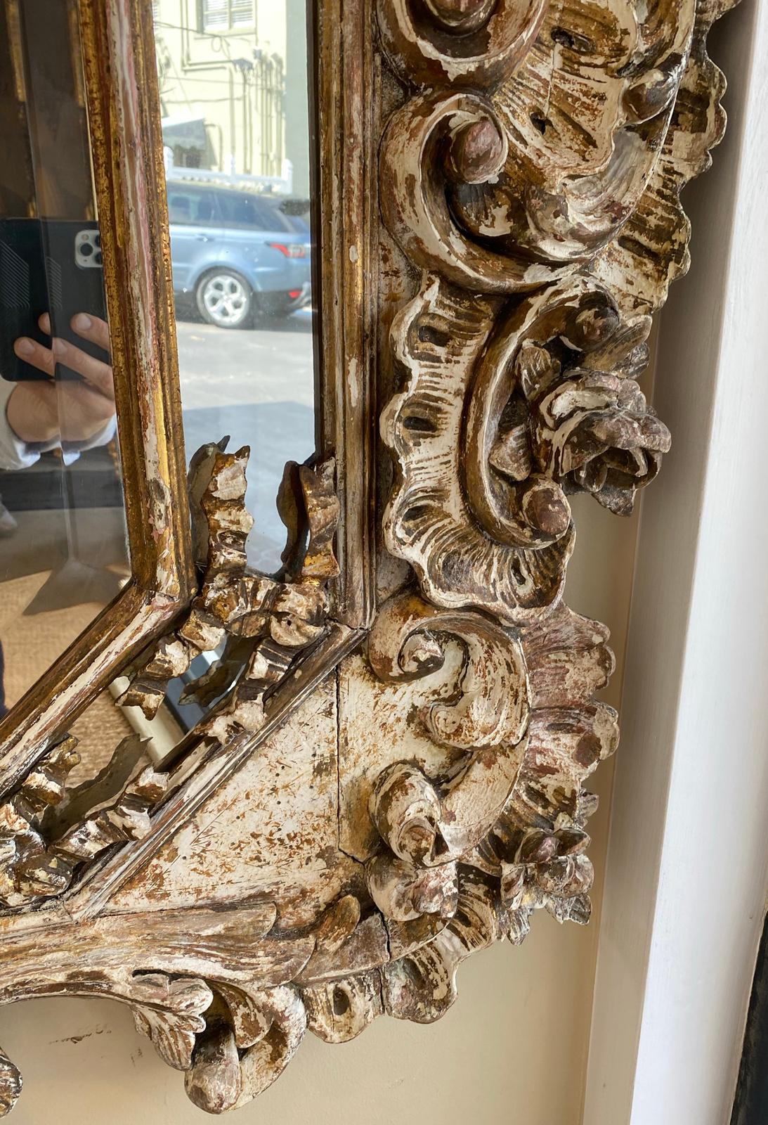 Italian Elaborately Hand-Carved 18th Century Rococo Wall Mirror For Sale