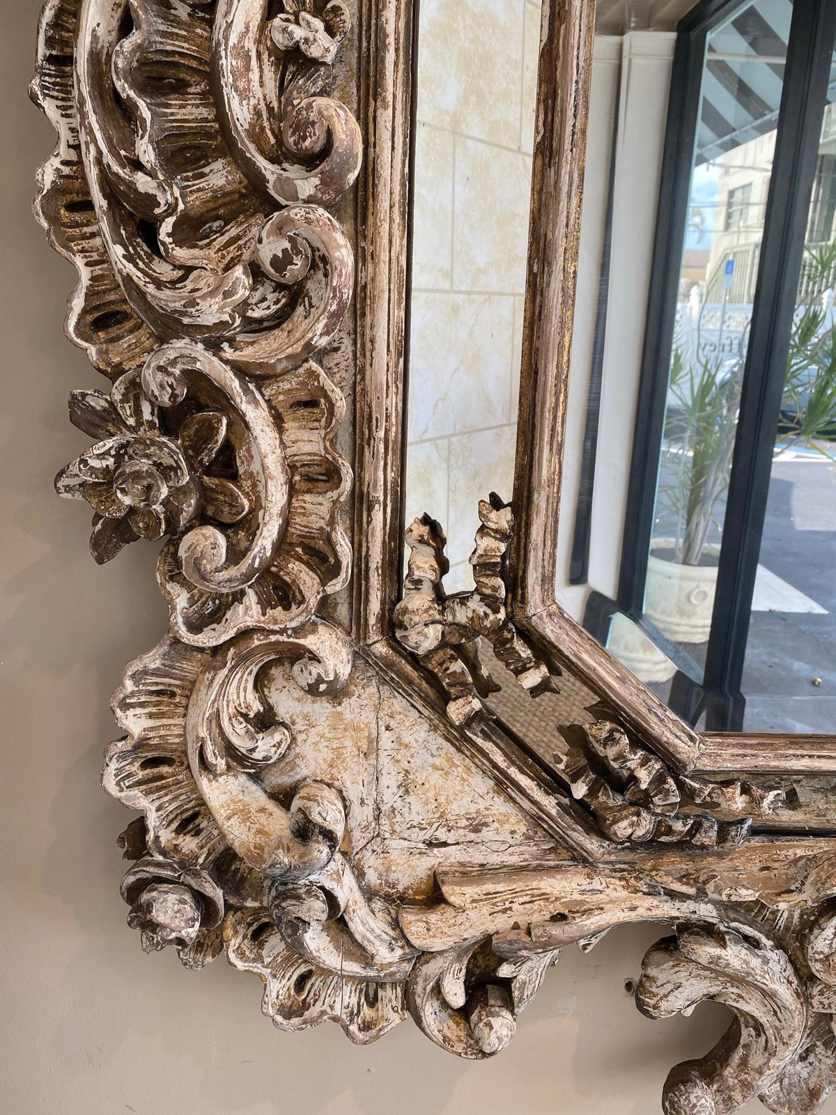 Elaborately Hand-Carved 18th Century Rococo Wall Mirror In Good Condition For Sale In West Palm Beach, FL