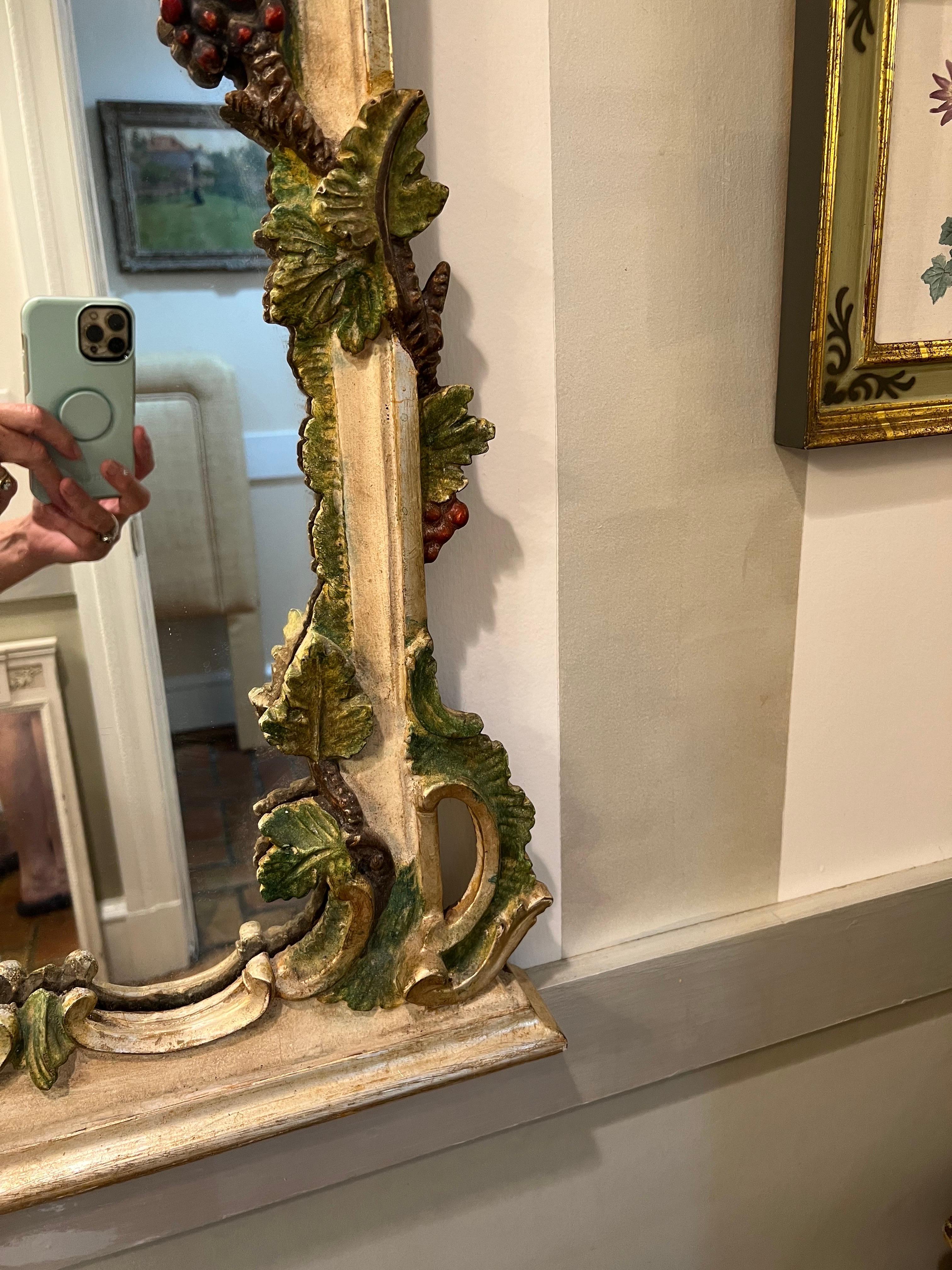 Elaborately Hand Carved French Grape Vine Mirror For Sale 2