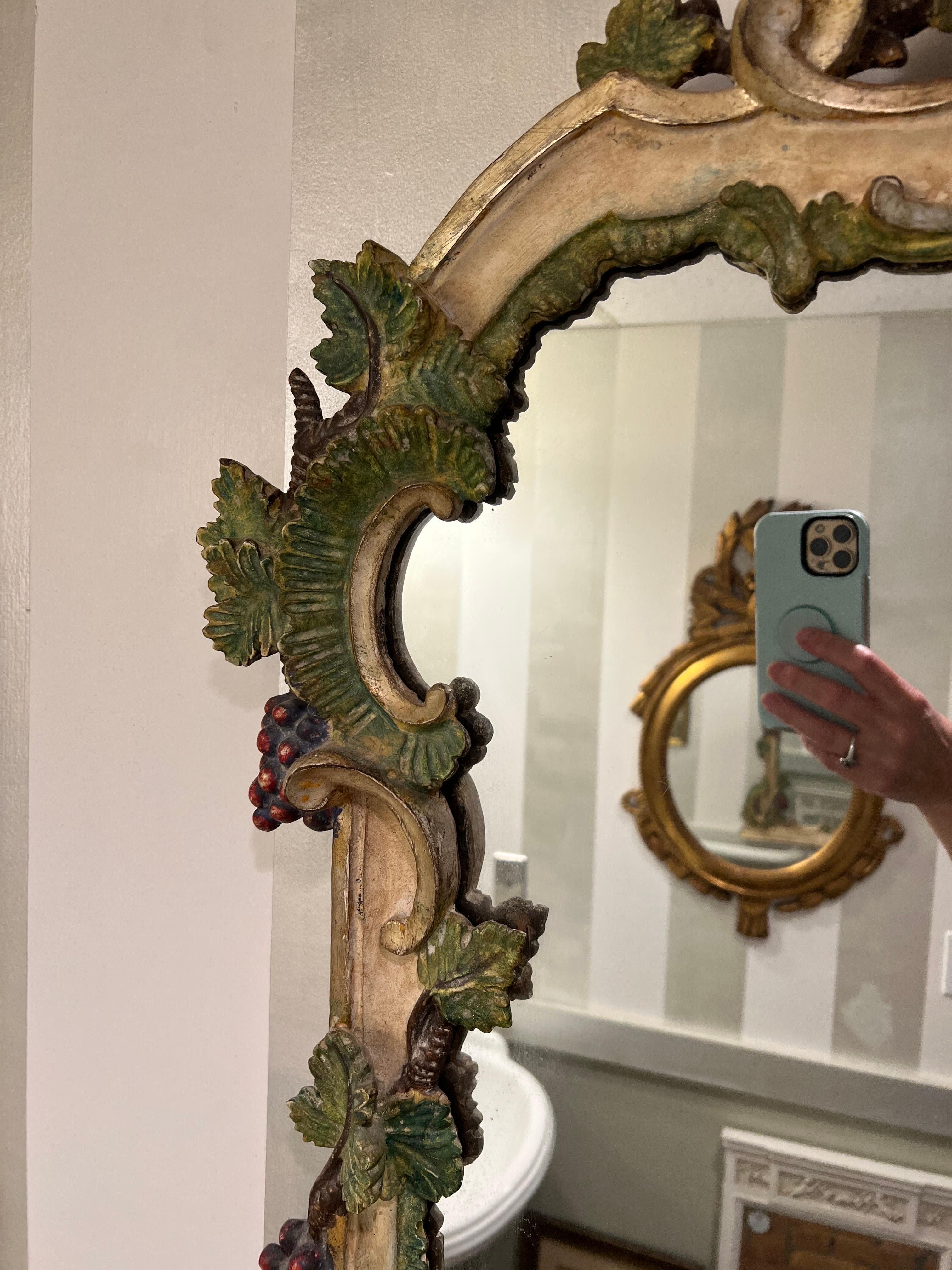 Elaborately Hand Carved French Grape Vine Mirror For Sale 7