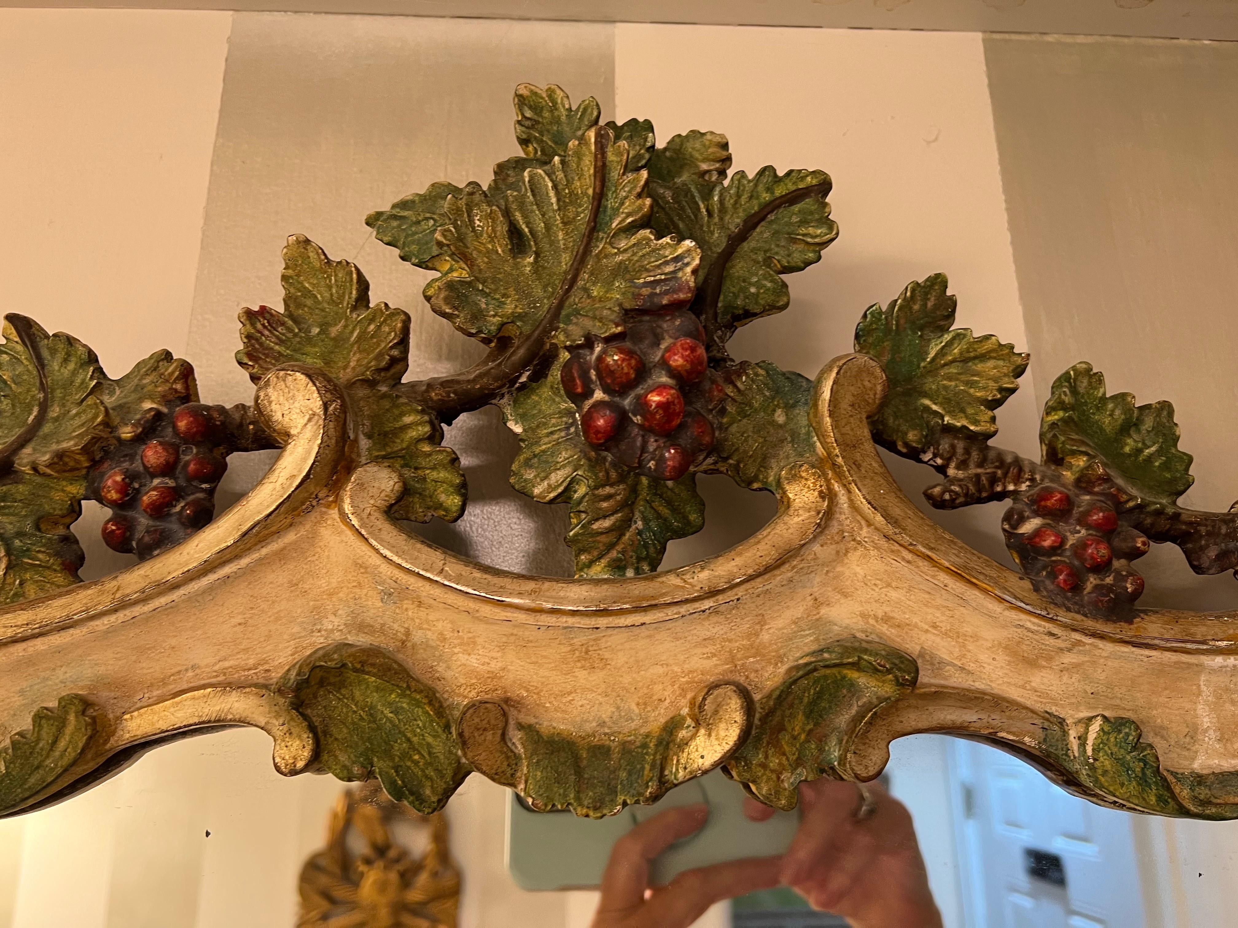 Elaborately Hand Carved French Grape Vine Mirror For Sale 8