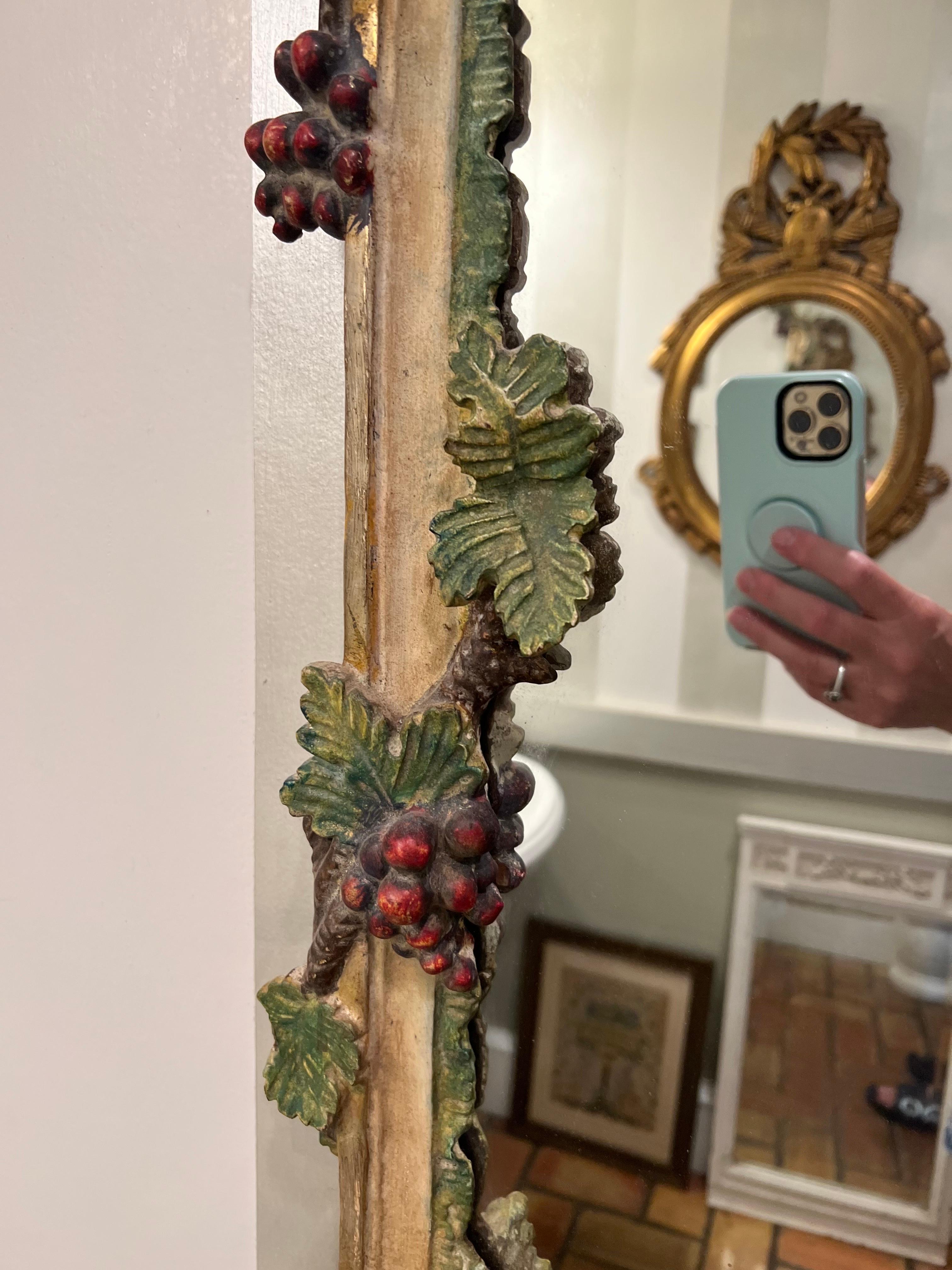 Elaborately Hand Carved French Grape Vine Mirror For Sale 9