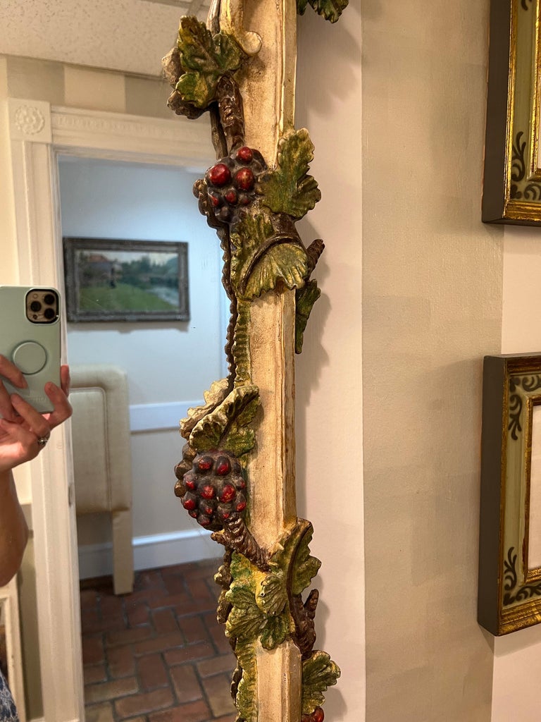 Vintage carved wood grape vine mirror Luaun Mahogany wall -  Portugal