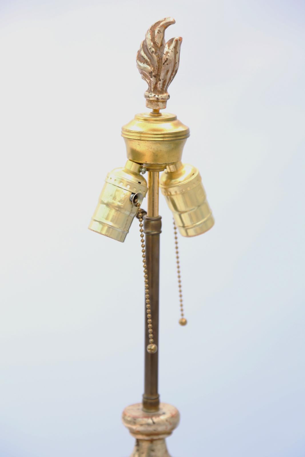 Elaborately Hand-carved Silvergilt Campana Urn-form Lamp In Excellent Condition For Sale In West Palm Beach, FL