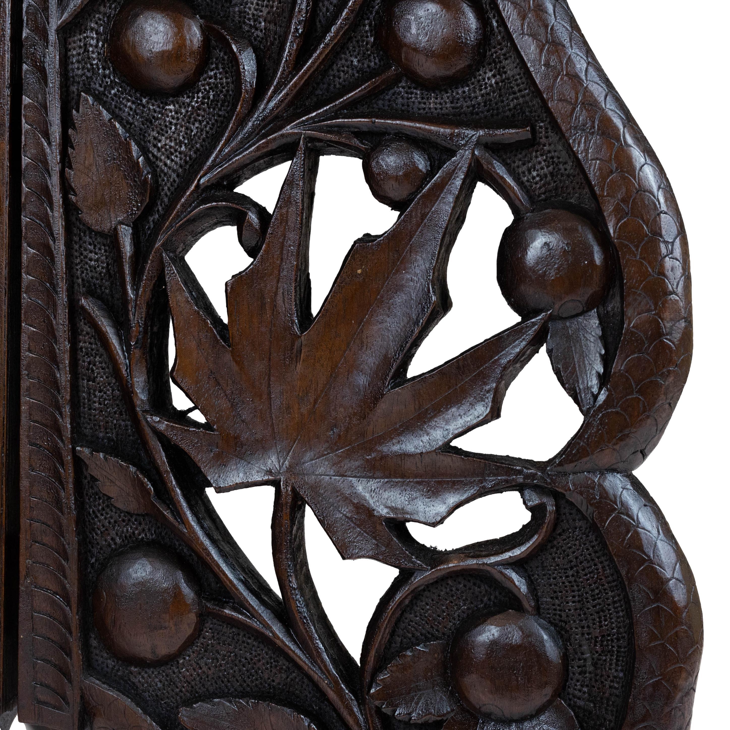 Elaborately Hand-Carved Solid Walnut Campaign Tray-Top Table, English, ca. 1890 3