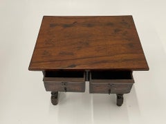Elaborately Inlaid 18th Century Spanish Walnut Two Drawer Side Table