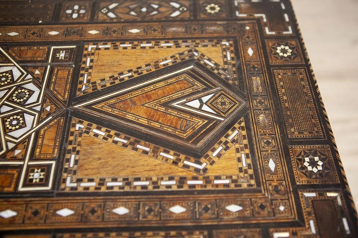 Elaborately Inlaid Spanish Game Table from the Late 19th Century 6