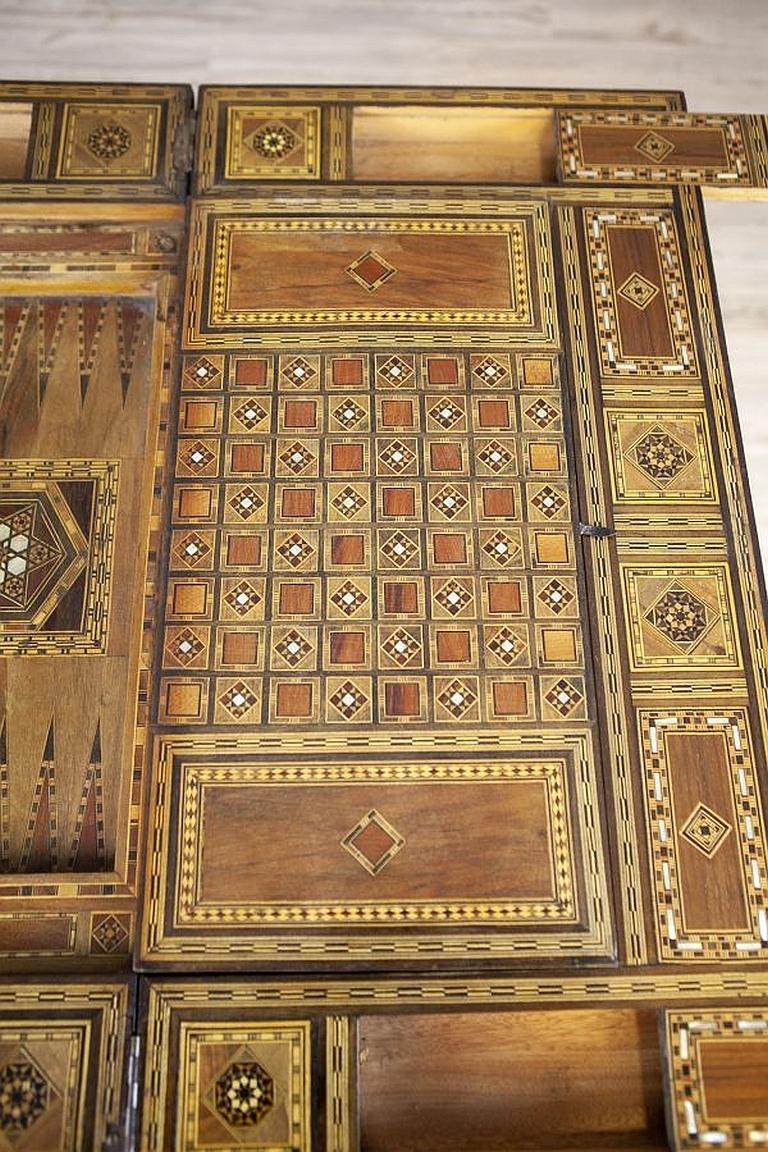 Elaborately Inlaid Spanish Game Table from the Late 19th Century 7