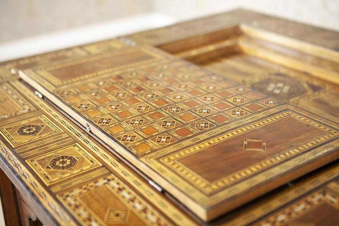 Elaborately Inlaid Spanish Game Table from the Late 19th Century 8