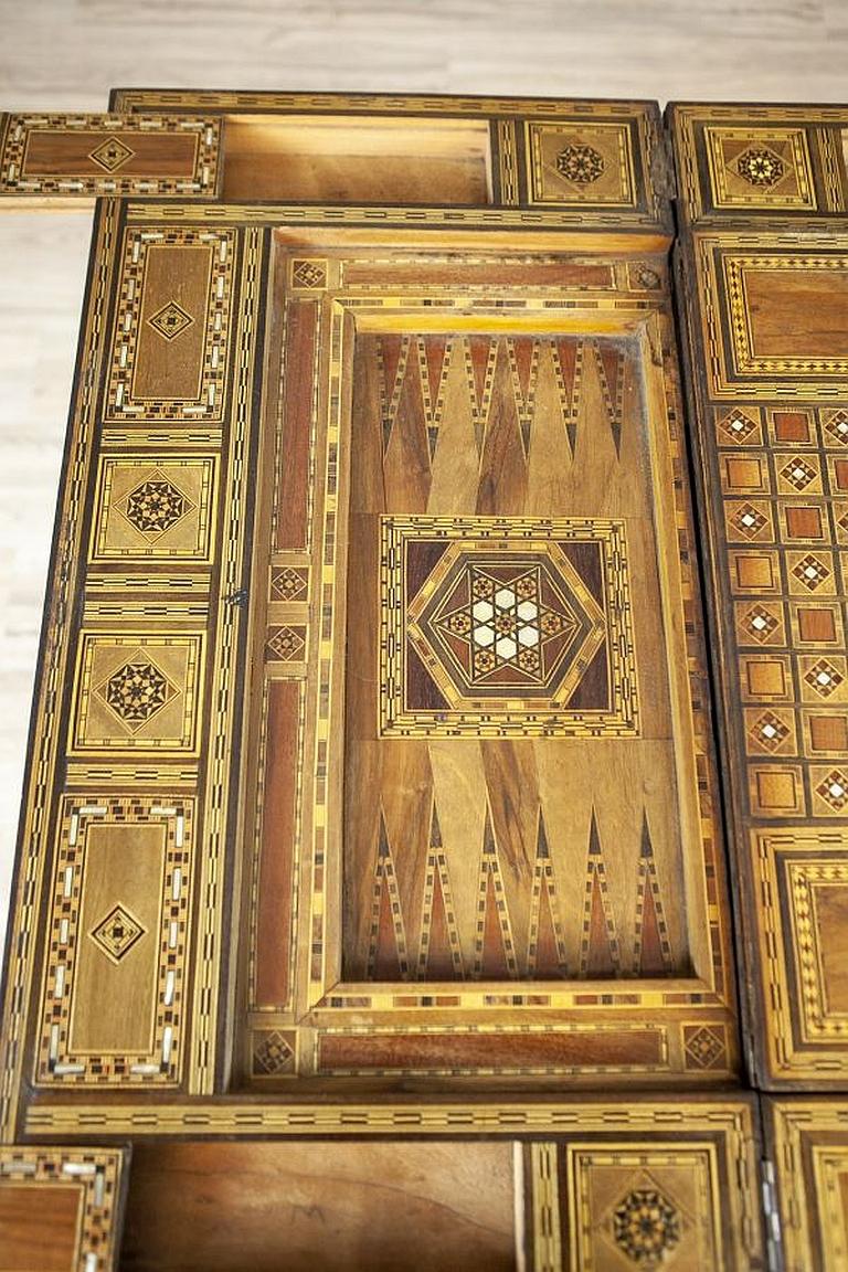 Elaborately Inlaid Spanish Game Table from the Late 19th Century 10