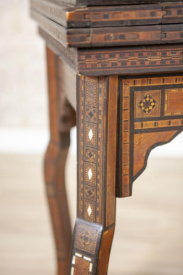 Elaborately Inlaid Spanish Game Table from the Late 19th Century 12