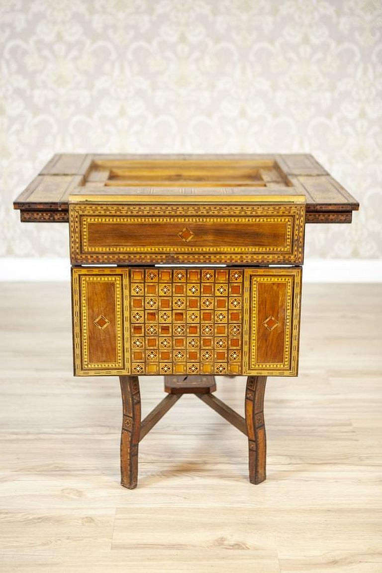 European Elaborately Inlaid Spanish Game Table from the Late 19th Century