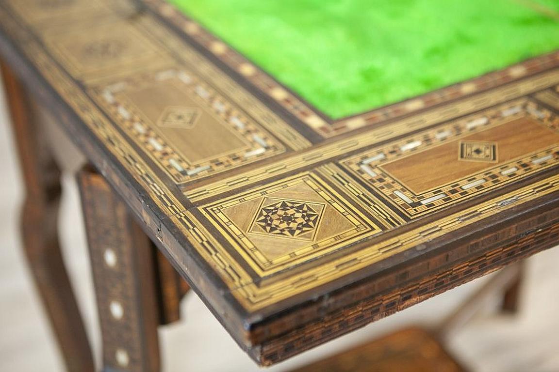 Elaborately Inlaid Spanish Game Table from the Late 19th Century 2