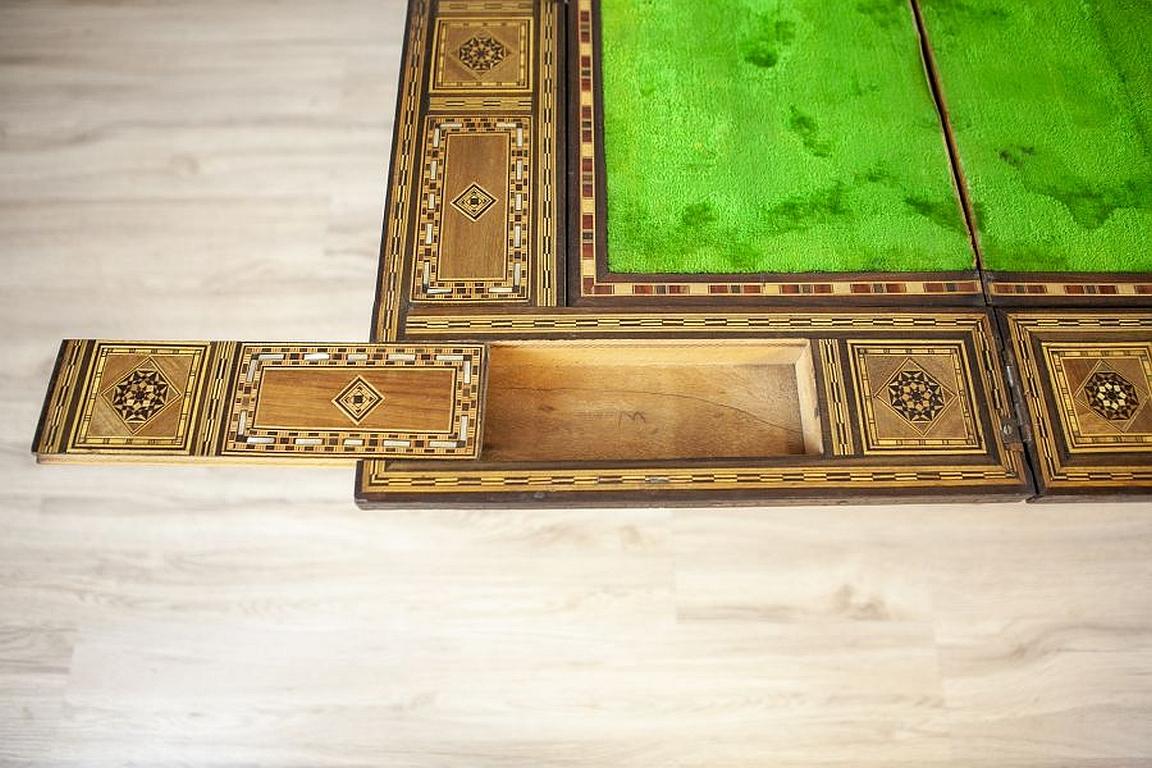 Elaborately Inlaid Spanish Game Table from the Late 19th Century 3