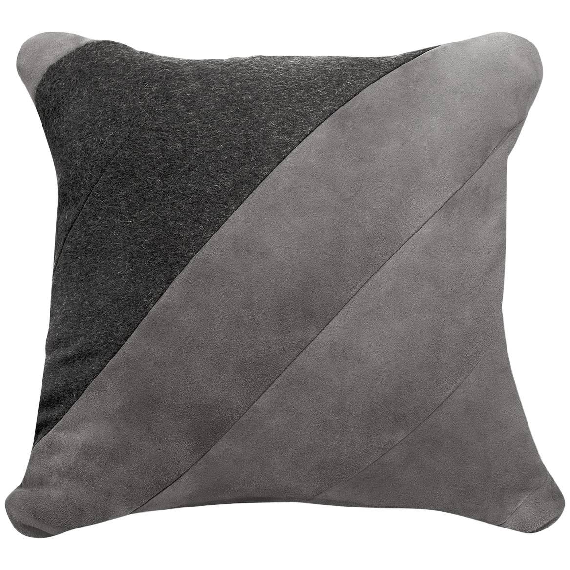 ELAH Wool and Suede Pillow For Sale