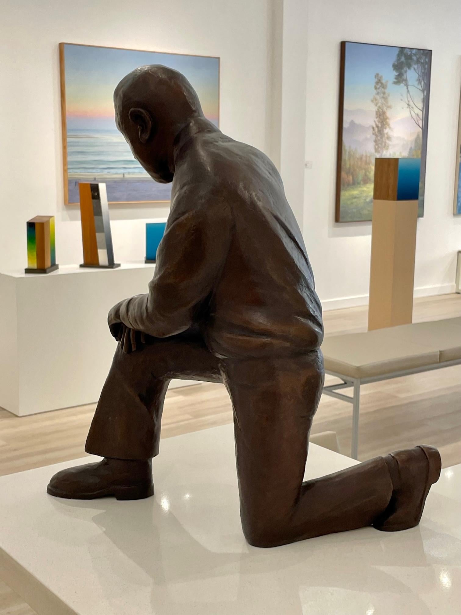 Kneeling Figure - bronze sculpture - Sculpture by Elaine Badgley Arnoux
