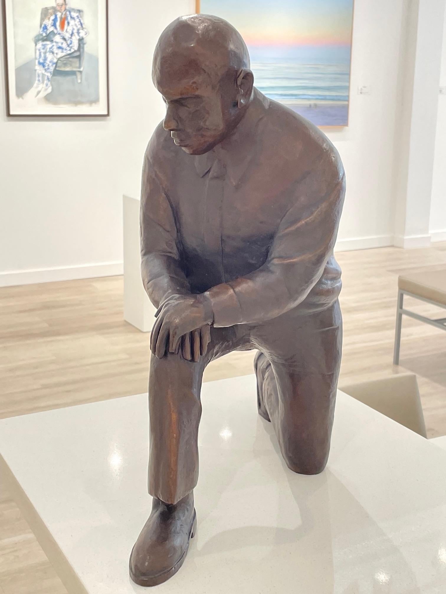 Elaine Badgley Arnoux Figurative Sculpture - Kneeling Figure - bronze sculpture