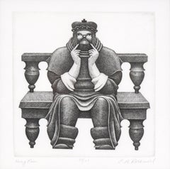 "King Pin" Pointillist Lithograph in Ink on Paper