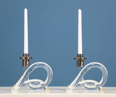 Elaine Bscheider Lucite Pretzel Candle Holders for Dorothy Thorpe Inc.