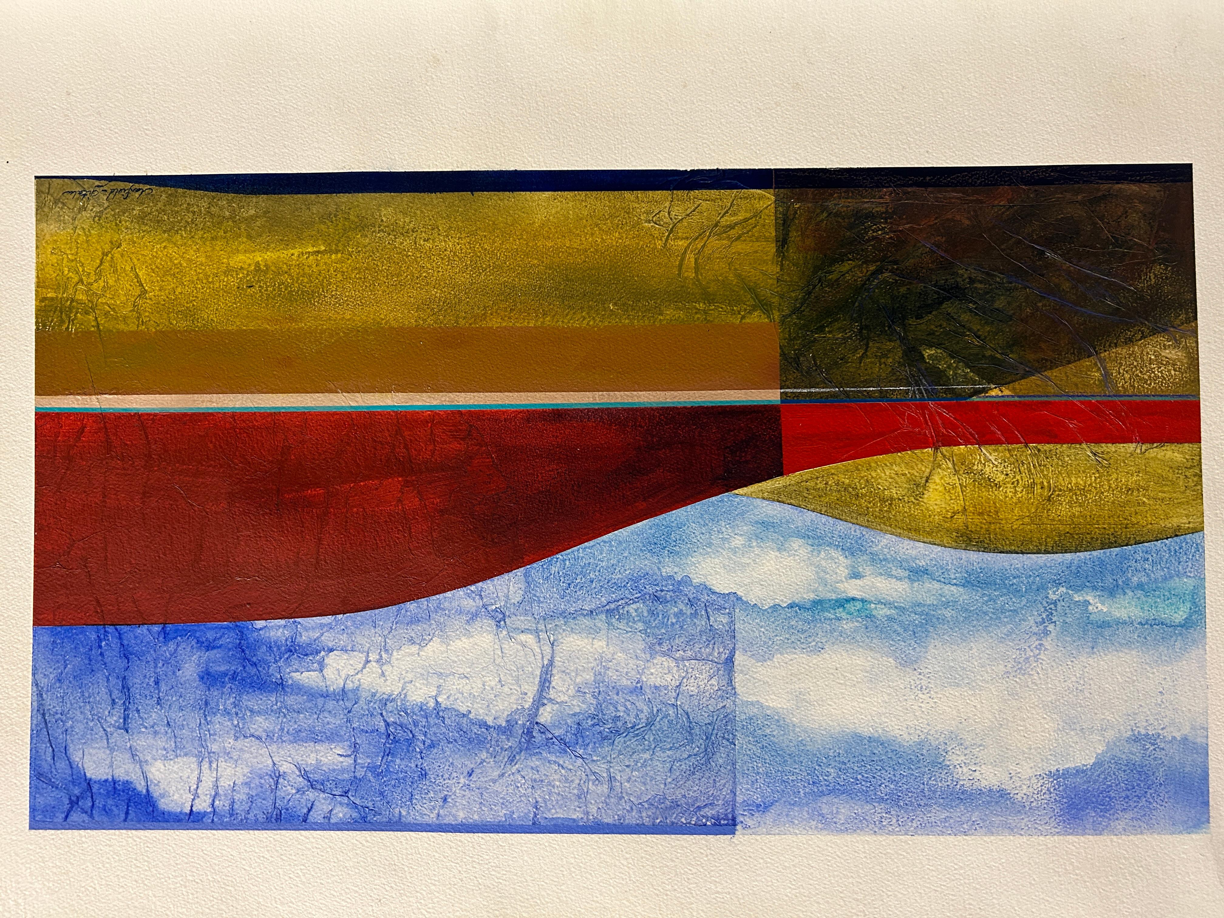 Red Hills (Beige), Abstract Painting, von Elaine Clarfield-Gitalis