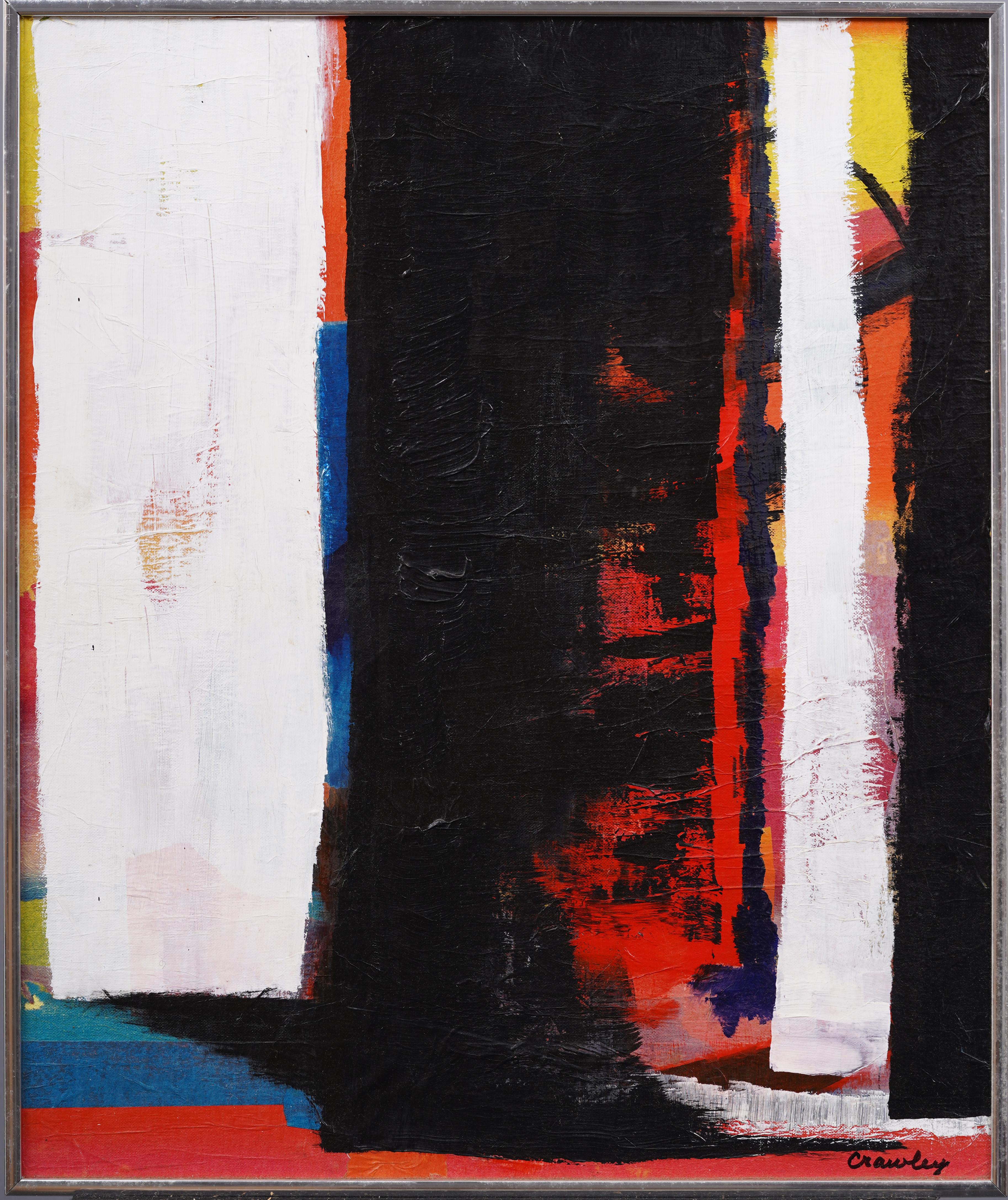 Abstract Painting de Elaine Crawley - "Sol y sombras" Antiguo cuadro al óleo expresionista abstracto americano
