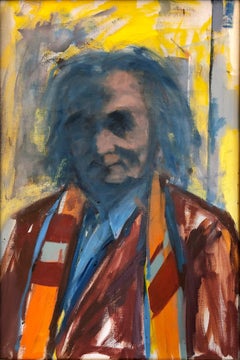 "Kaldis" Abstract Expressionist Oil on Canvas Portrait of Aristodemos Kaldis