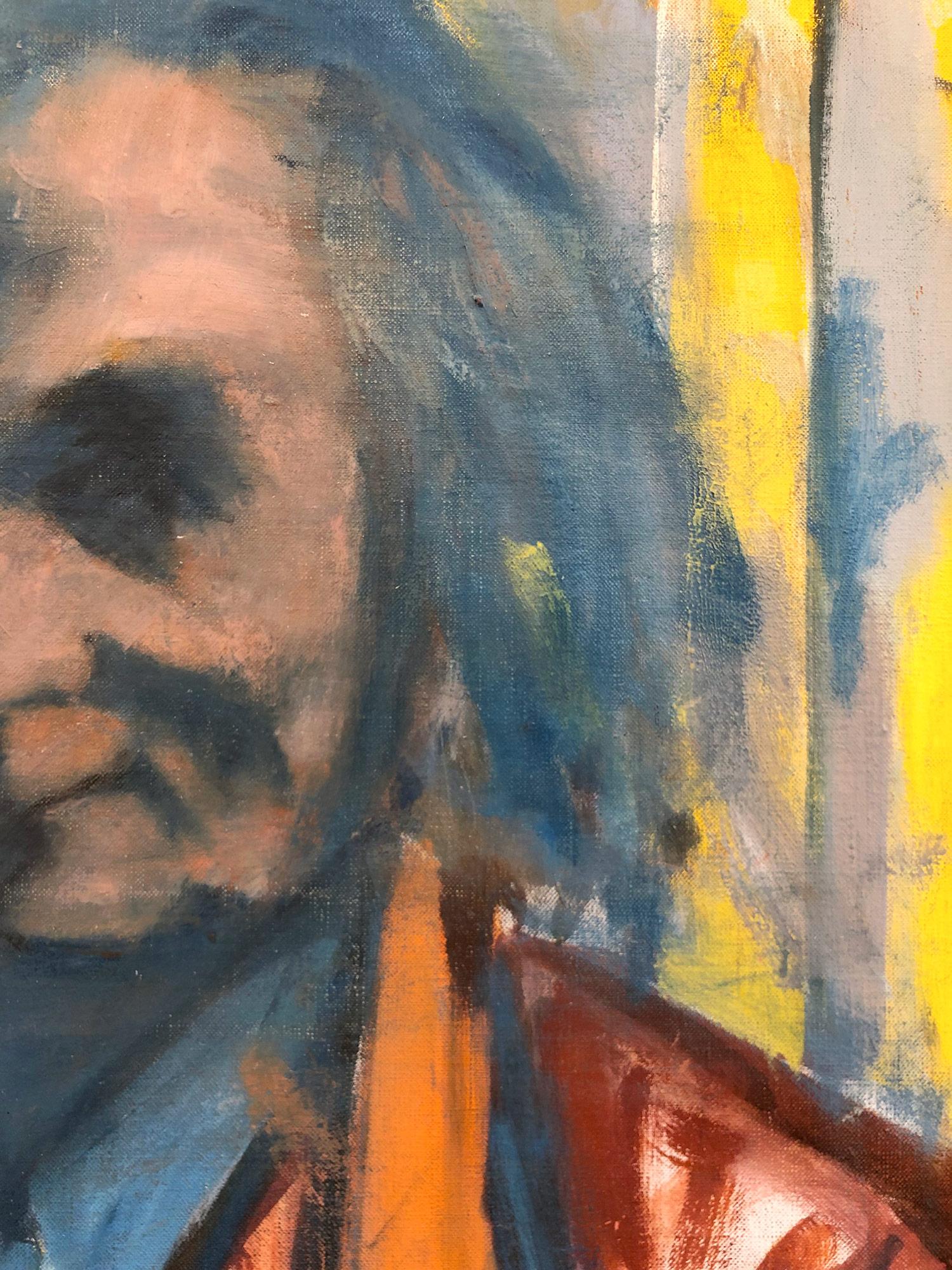 This piece is part of Elaine de Kooning's portraits collection. Aristodemos Kaldis was a dear friend of Elaine de Kooning, having exhibited his portraits in France in the 1980s. Her use of vibrant color and fast brushwork creates dynamic and