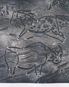 Abstract Expressionist Aquatint Etching Elaine de Kooning Animal Cave Drawing