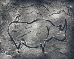 Abstract Expressionist Aquatint Etching Elaine de Kooning Animal Cave Drawing