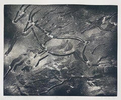 Abstract Expressionist Aquatint Etching Elaine de Kooning Animal Cave Drawing