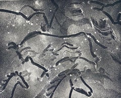 Abstract Expressionist Aquatint Etching Elaine de Kooning Animal Cave Drawing