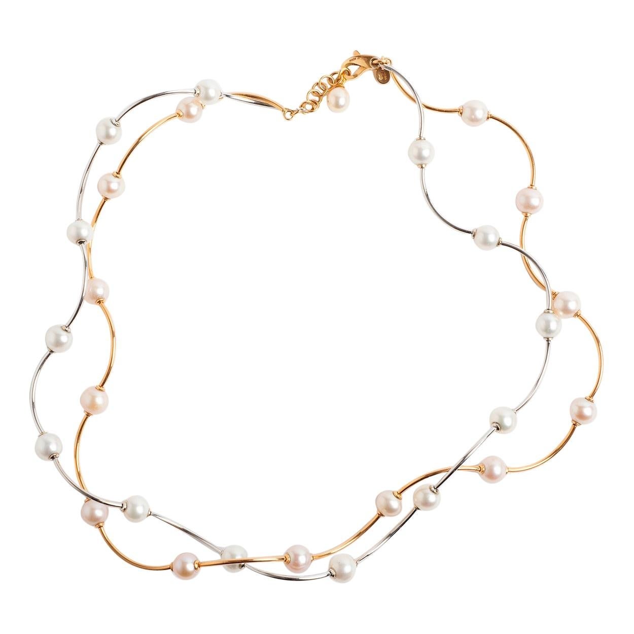 Elaine Firenze, gedrehte Doppelperlenkette, 18 Karat Ros�égold.