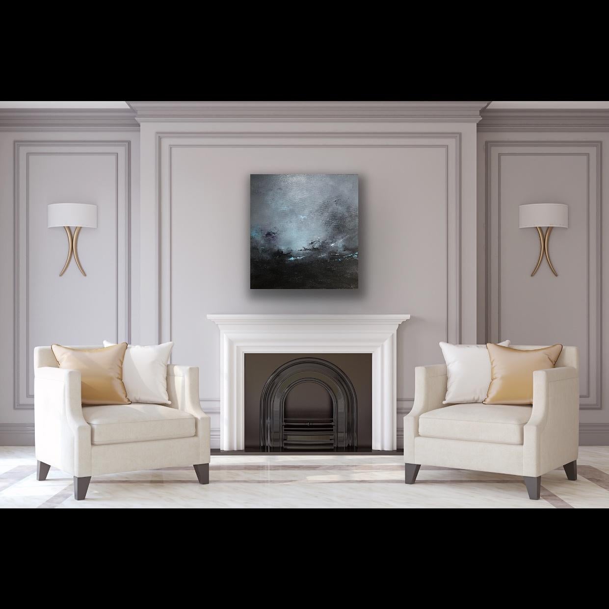 One Step Beyond - Gray Abstract Painting by Elaine Ford
