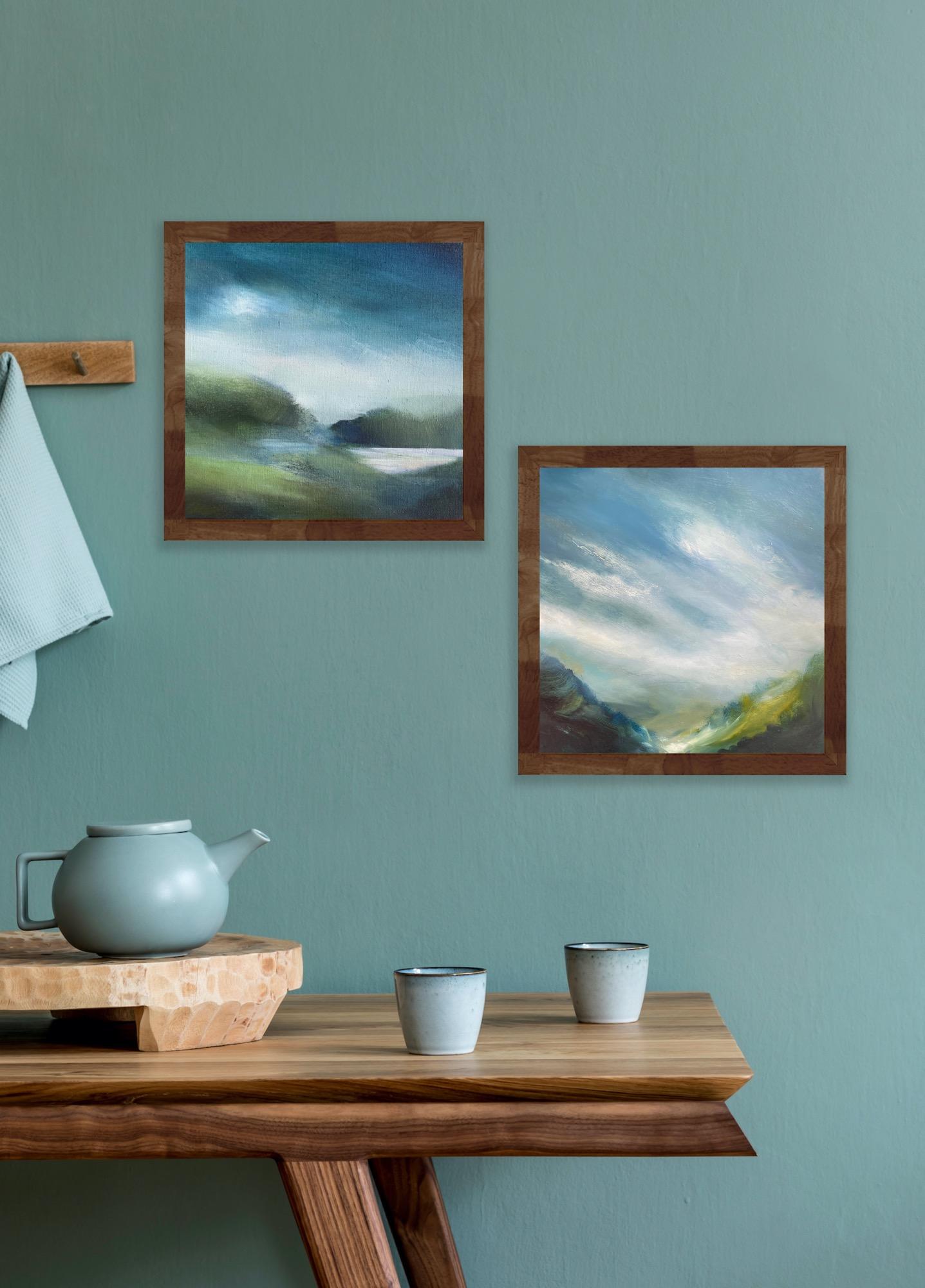 Dittico Drifting e Land Song, Pittura originale, Paesaggio, Nature, Cielo, Blu 8