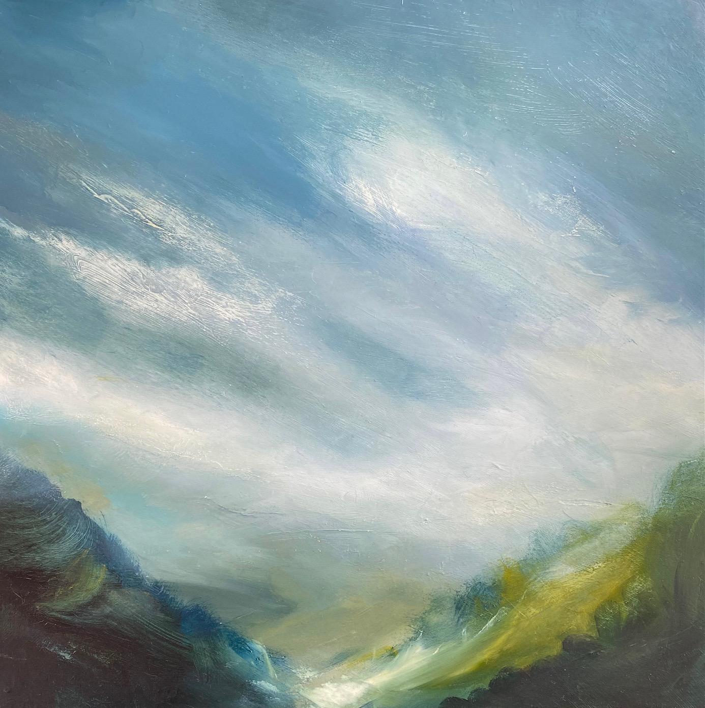 Questo dipinto è stato completato dopo una visita all'Isle of Skye; la luce atmosferica e la nebbia mi hanno ispirato a lavorare con un approccio molto sciolto e morbido. La nebbia e il tempo umido fanno danzare la terra con la luce e la fanno