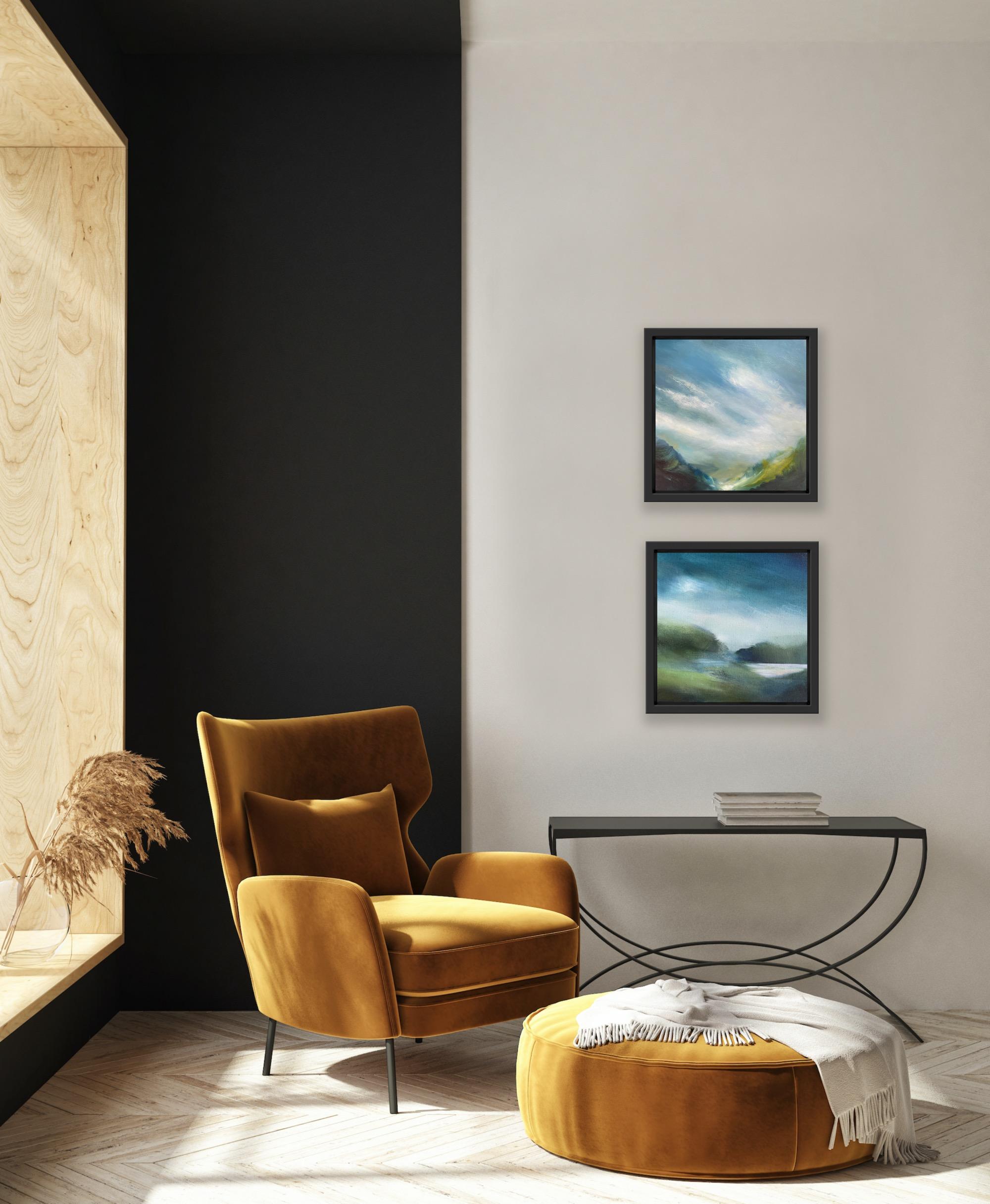 Dittico Drifting e Land Song, Pittura originale, Paesaggio, Nature, Cielo, Blu 5