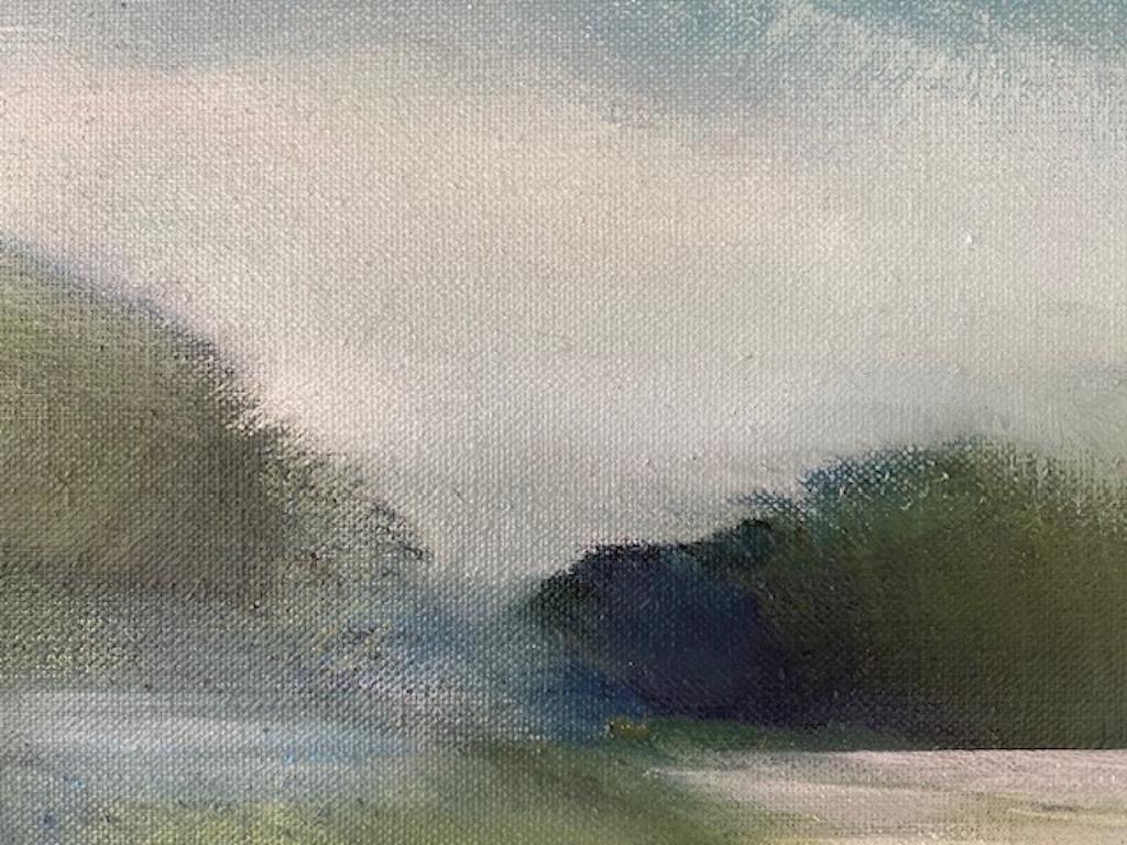 Drifting, Original painting, landscape, Nature, Seascape, Hills  - Painting by Elaine Fox 