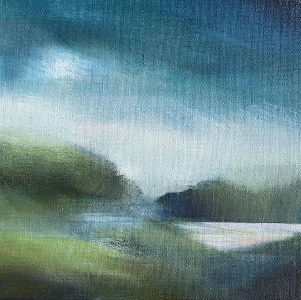 Elaine Fox  Landscape Painting - Drifting, Original painting, landscape, Nature, Seascape, Hills 