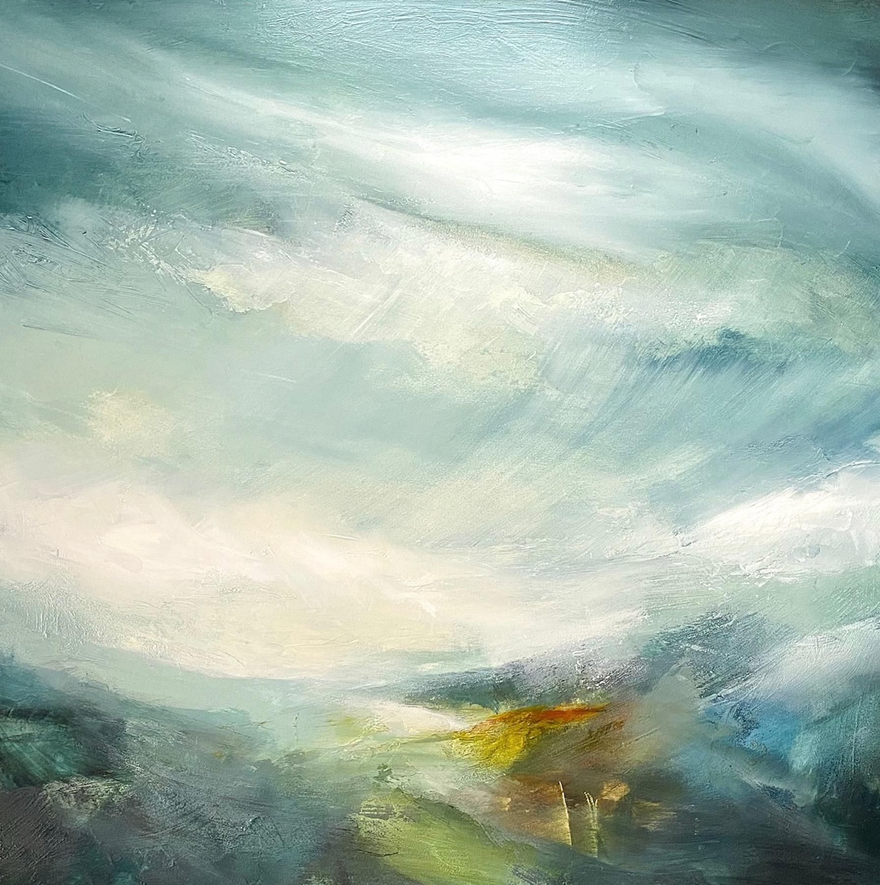 Elaine Fox Abstract Painting - Catching the Light, Expressionist Style Landscape Painting, Art with movement