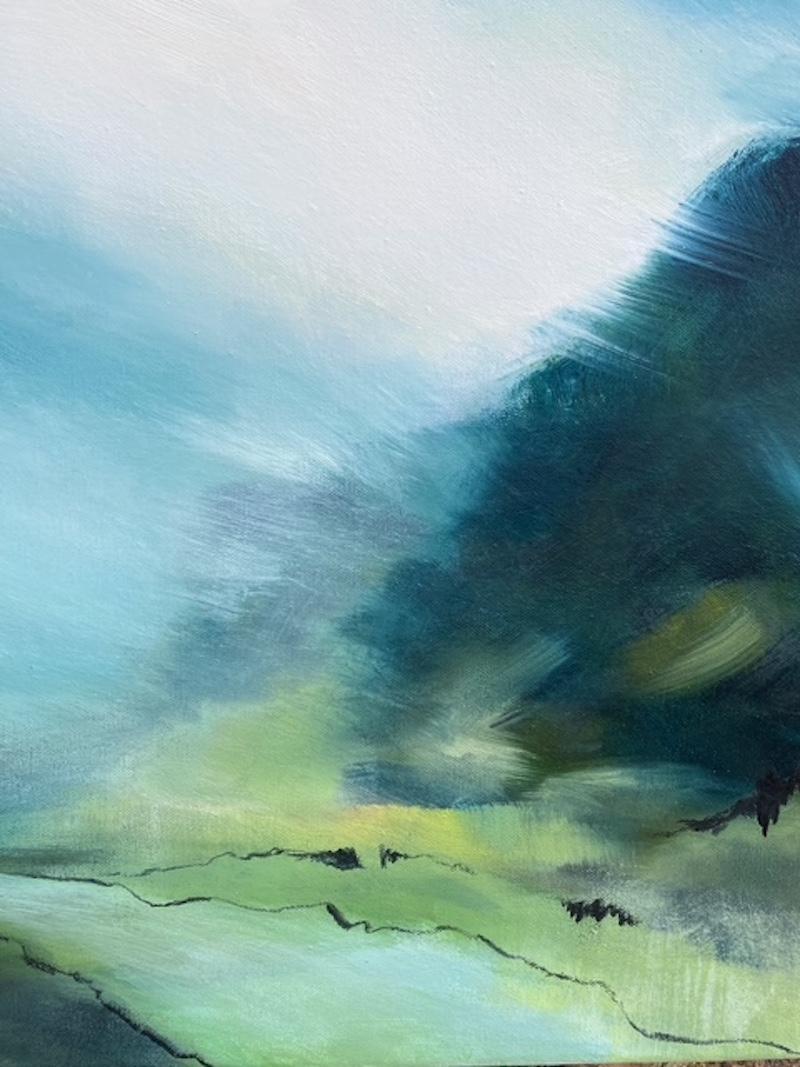 Frühes Versprechen, Originalgemälde, Landschaft, abstrakt (Blau), Abstract Painting, von Elaine Fox