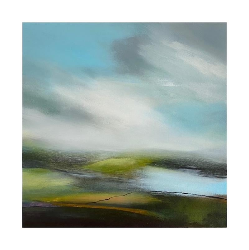 Holding the Light, Originalgemälde, Landschaft, abstrakt, zeitgenössisch (Grau), Abstract Painting, von Elaine Fox