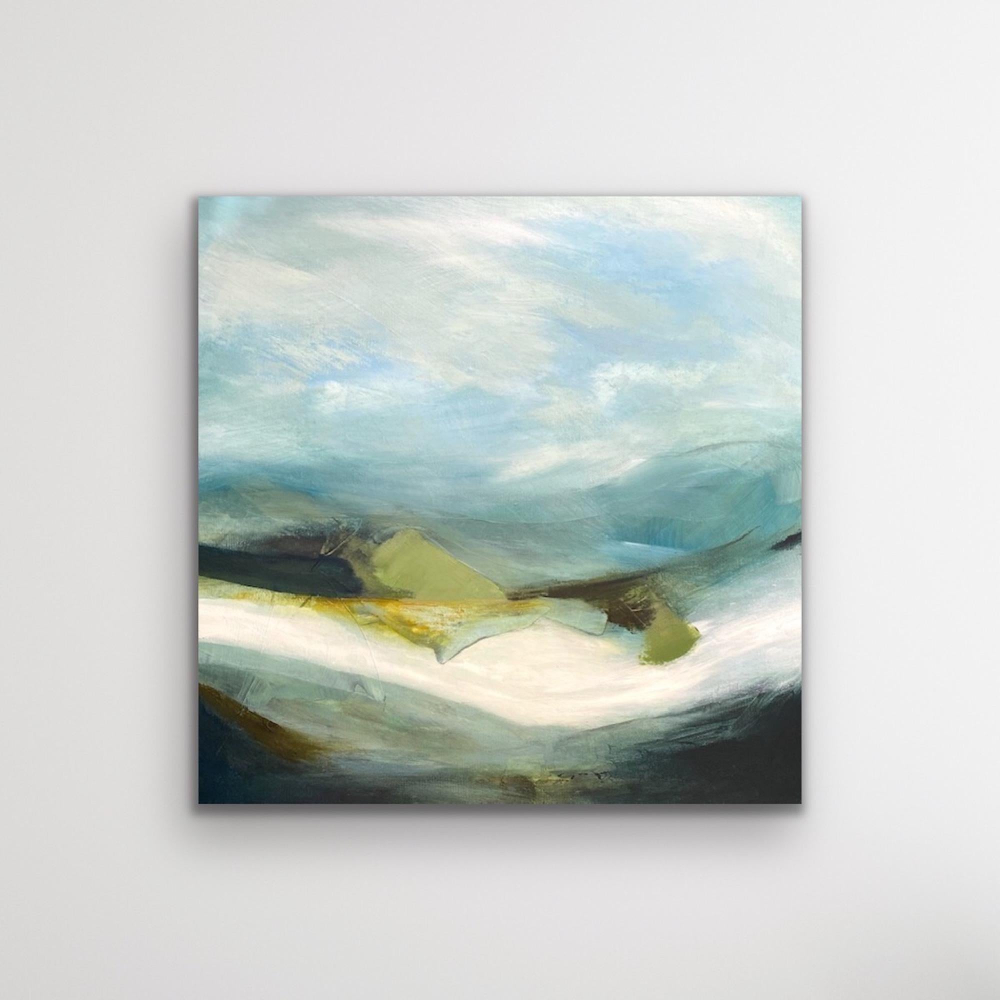Peinture à l'huile originale représentant une chute de glace, paysage d'hiver abstrait, Cuillins of Skye - Abstrait Painting par Elaine Fox