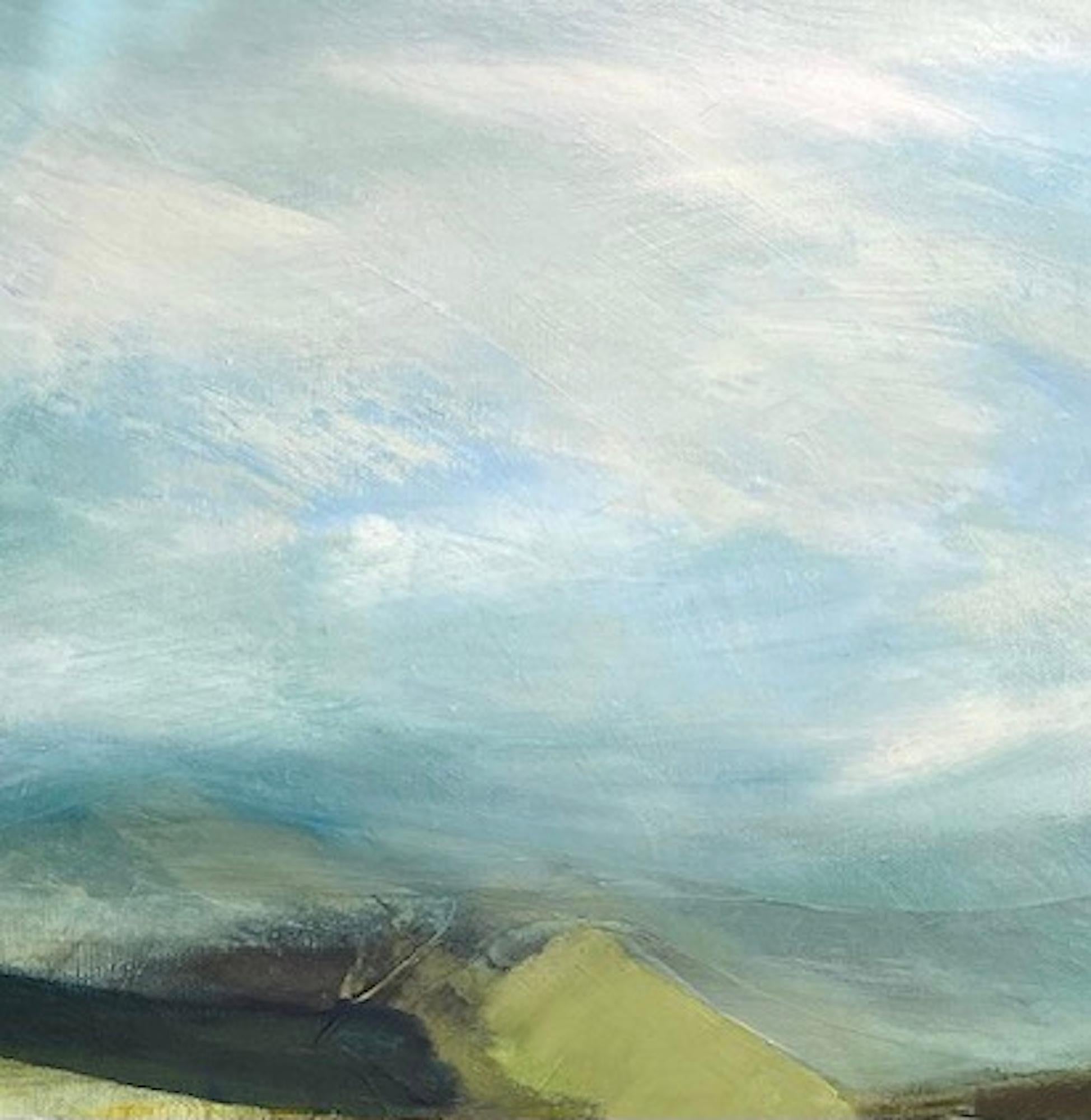 Peinture à l'huile originale représentant une chute de glace, paysage d'hiver abstrait, Cuillins of Skye - Gris Landscape Painting par Elaine Fox