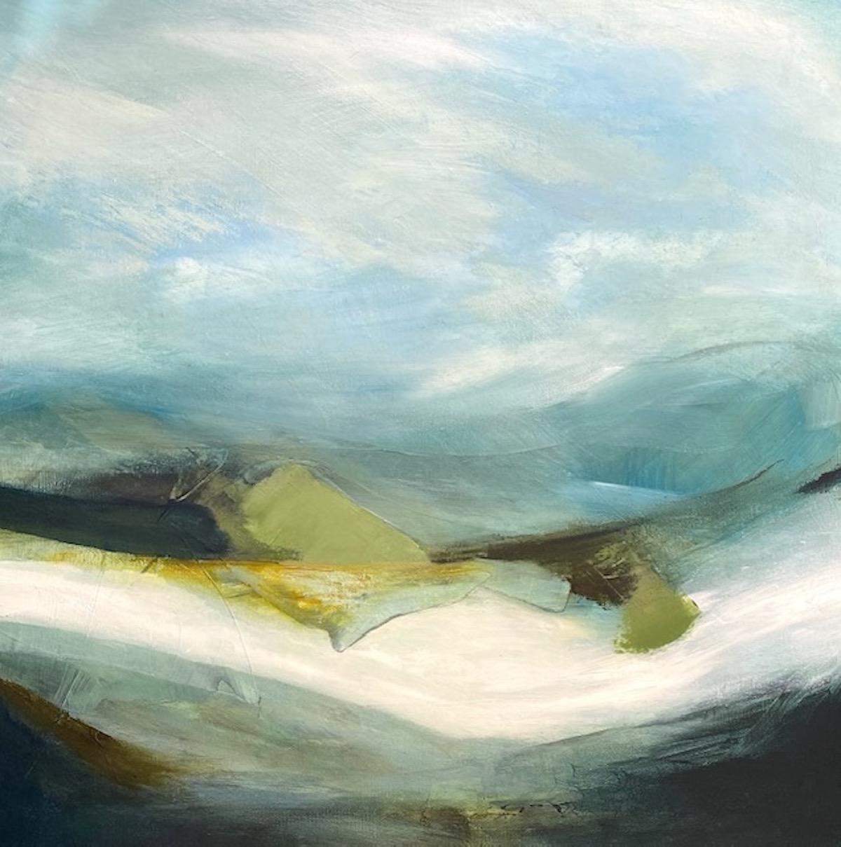 Landscape Painting Elaine Fox - Peinture à l'huile originale représentant une chute de glace, paysage d'hiver abstrait, Cuillins of Skye