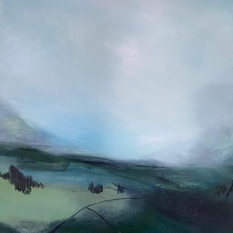 Into the Wild, pintura original, contemporáneo, paisaje - Landscape Painting Gris de Elaine Fox