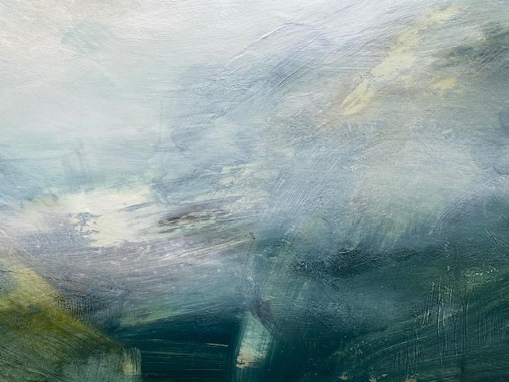 Land des lebenden Himmels, Himmel, Äußere Hebriden, Originalgemälde, Landschaft, Meer (Grau), Landscape Painting, von Elaine Fox